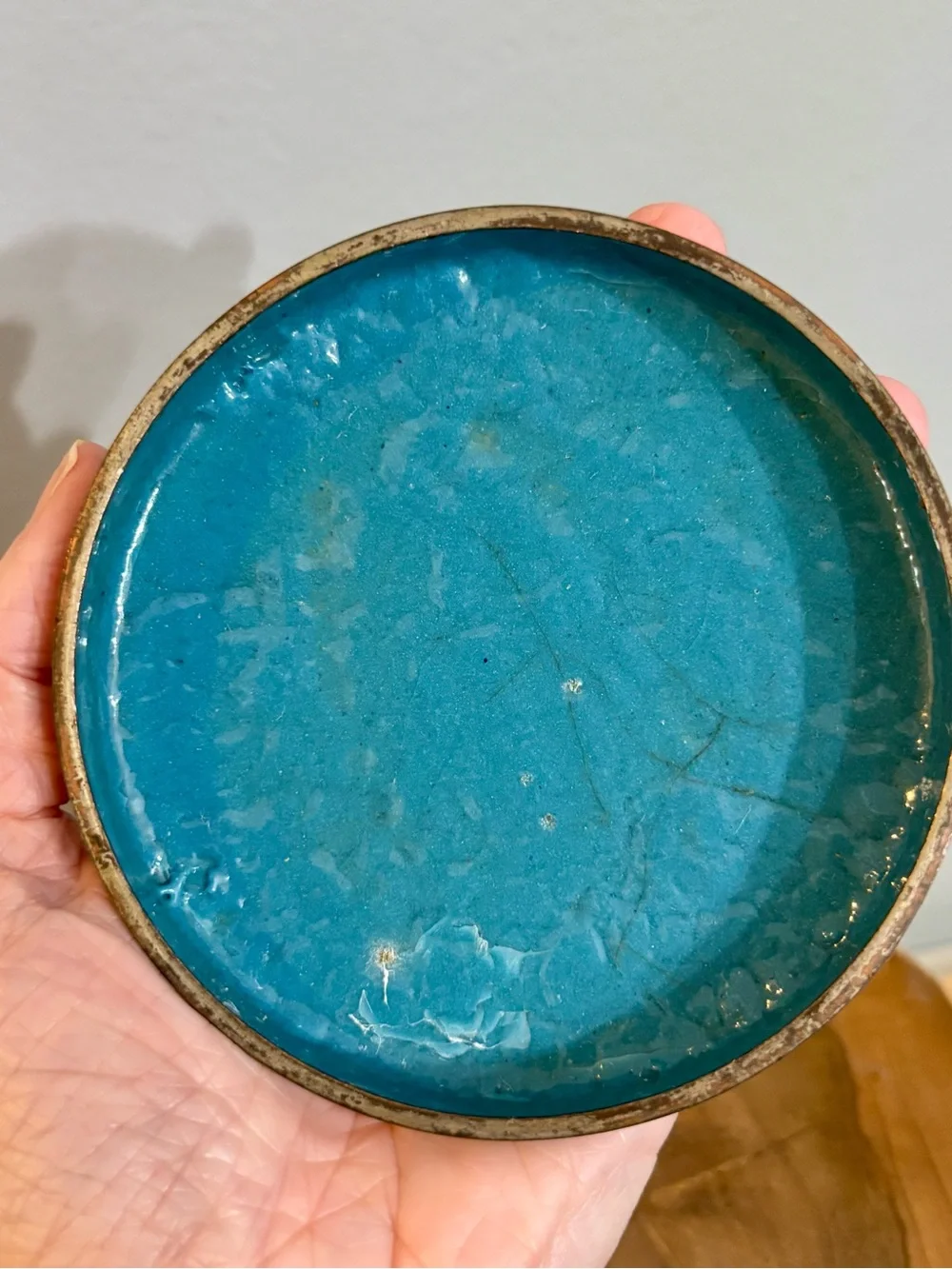 Vintage Cloisonné Enamel Trinket Box Flowers floral turquoise interior beautiful